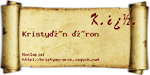 Kristyán Áron névjegykártya